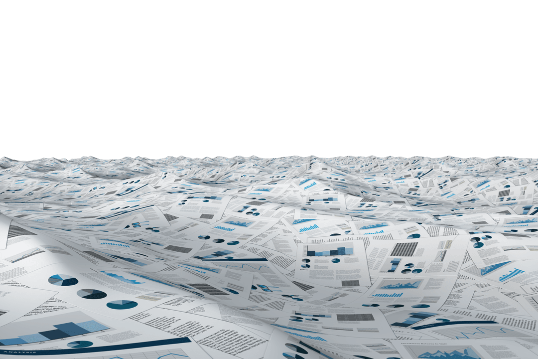 Endless Sea of Documents on Transparent Background
