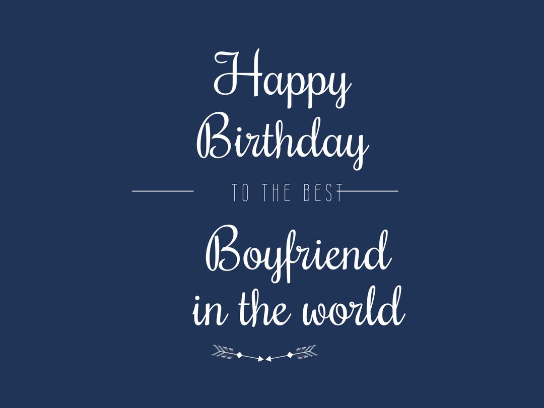 Elegant Happy Birthday Greeting for Boyfriend on Navy Background