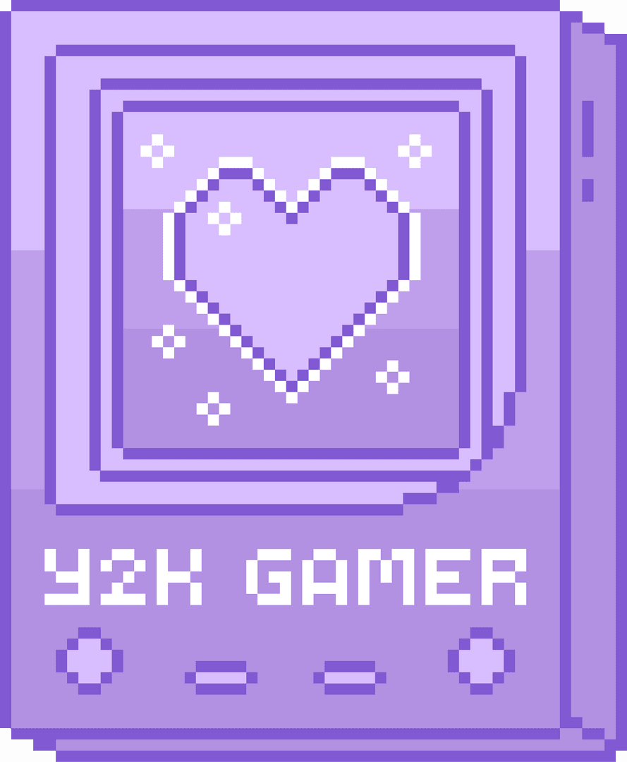 Pixel Art Handheld Console with Heart Graphic on Transparent Background