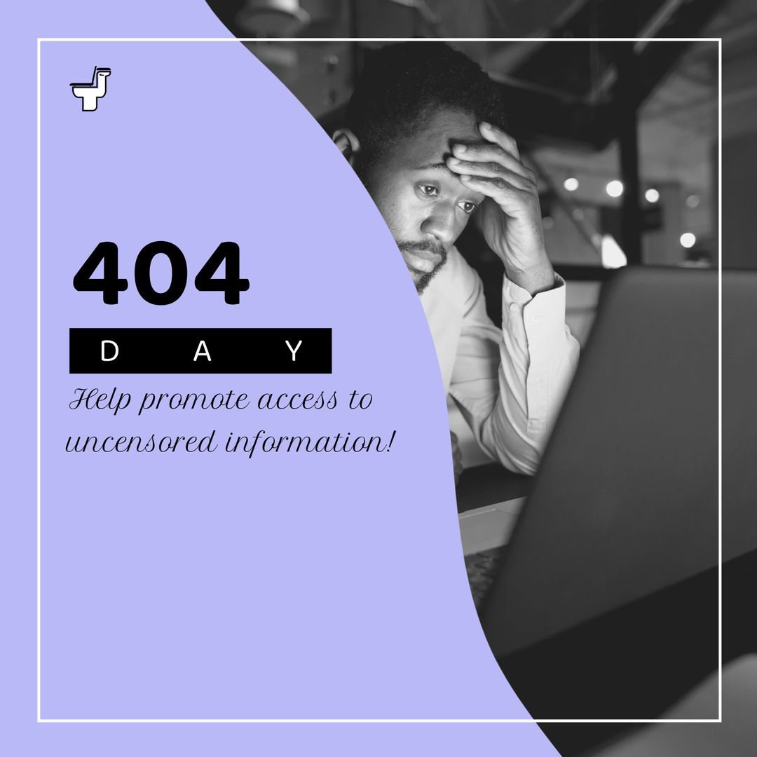 404 Day Awareness: Man with Laptop Promoting Uncensored Access