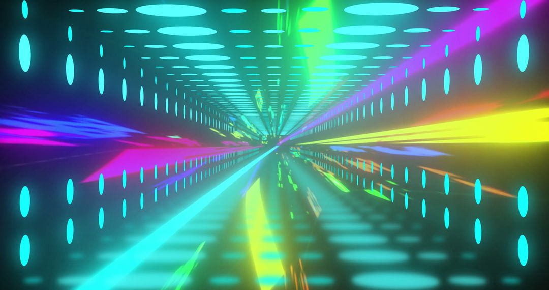 Futuristic Light Tunnel with Vibrant Data Streams