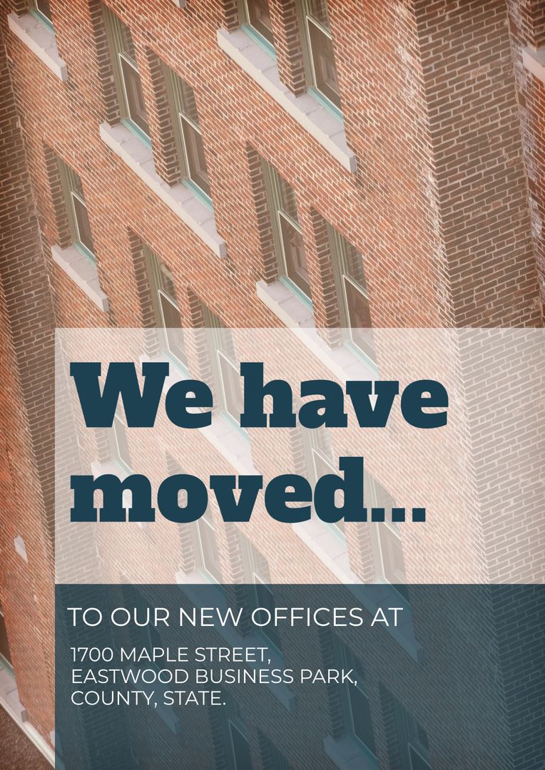 Business Relocation Notice with Brick Background