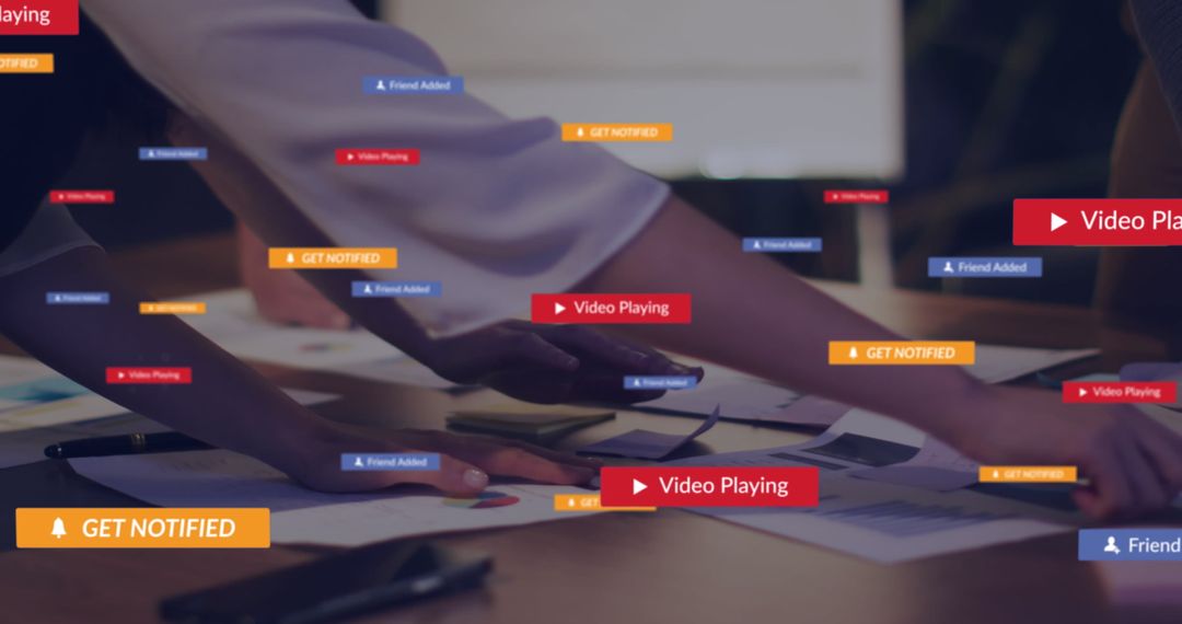Business Team Navigating Digital Social Media Interface