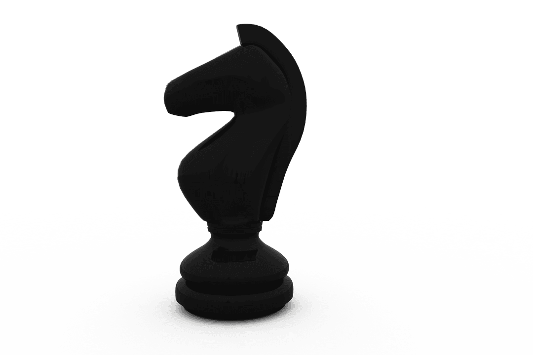 Transparent Black Knight Chess Piece on Clear Background
