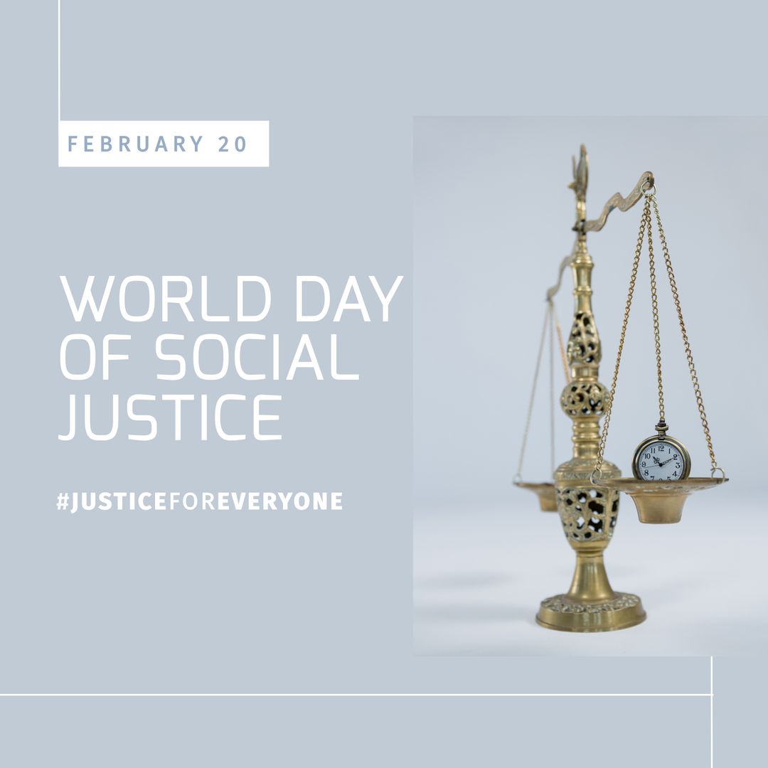 World Day of Social Justice with Elegant Brass Scales