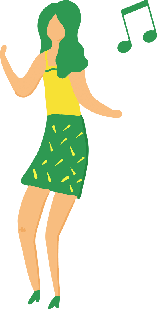 Colorful Female Dancing on Transparent Background with Music