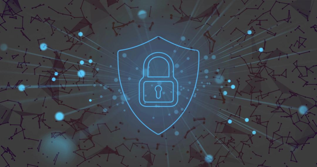 Futuristic Cybersecurity Encryption Shield with Network Background
