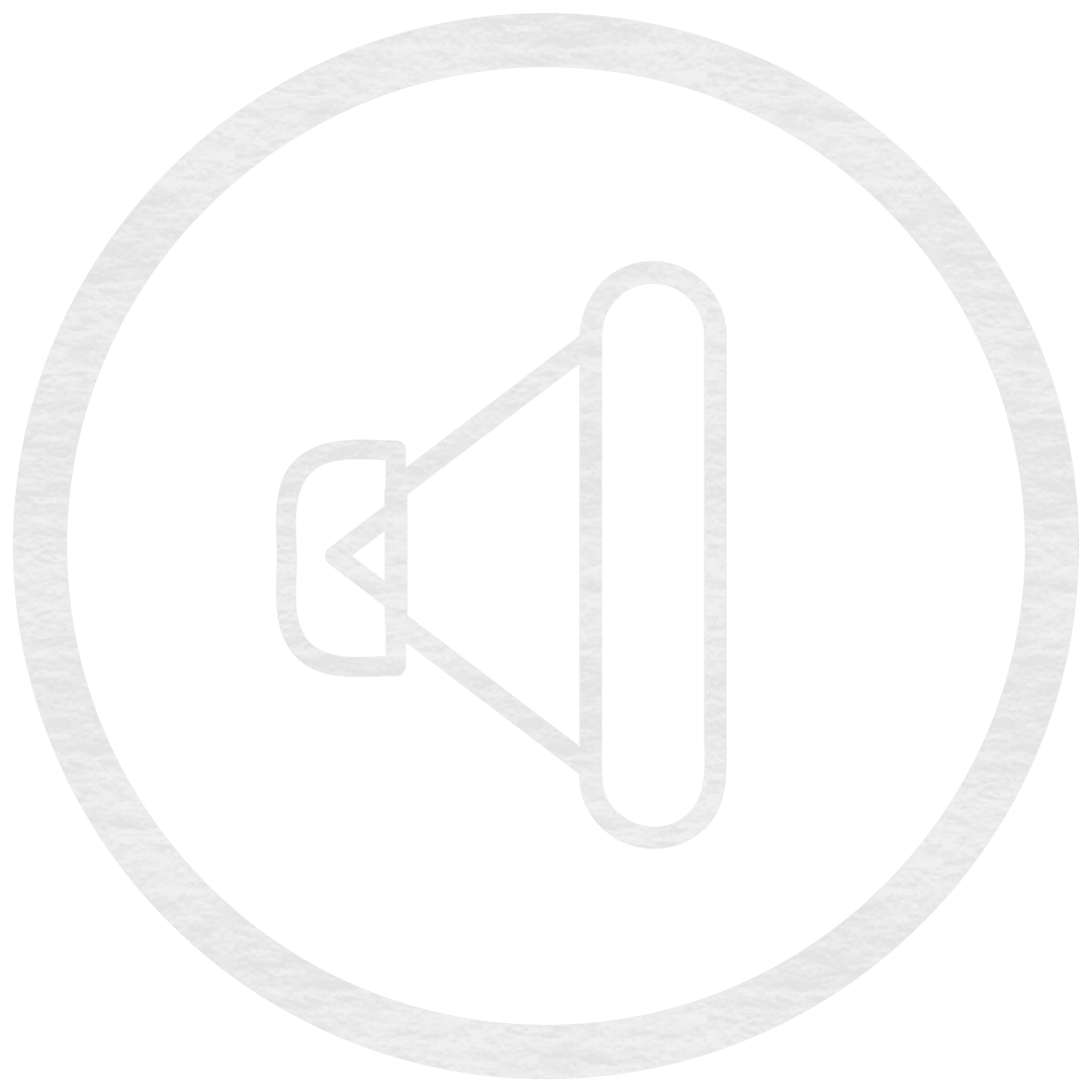 White Abstract Megaphone Icon on Transparent Background