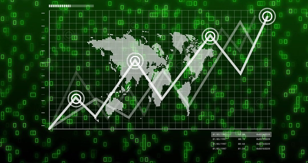 Futuristic Digital Analytics Over Dotted World Map