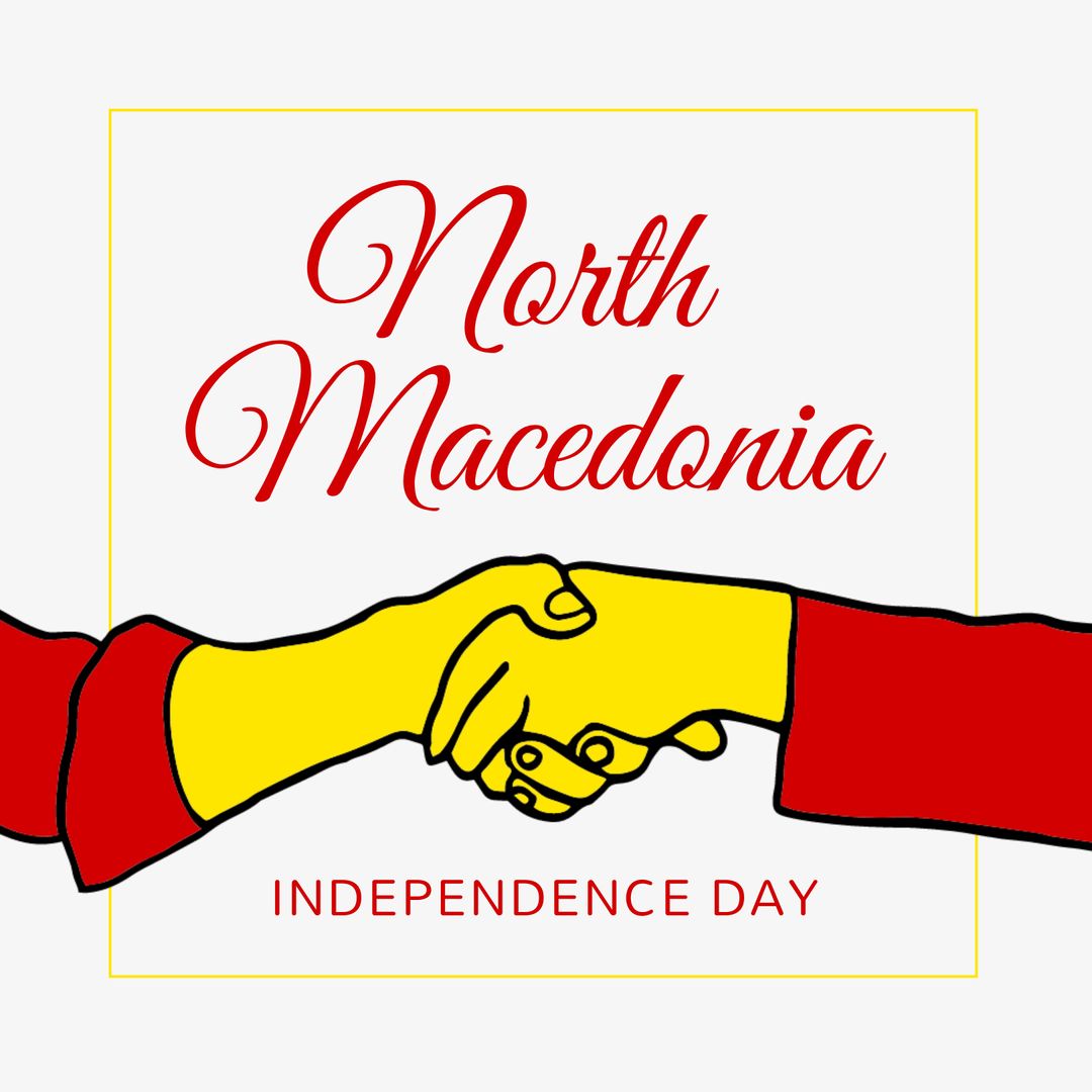 North Macedonia Independence Day Vector with Shaking Hands