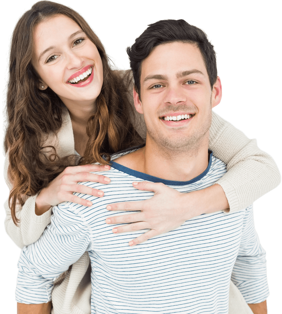 Transparent Happy Couple Embracing Playfulness