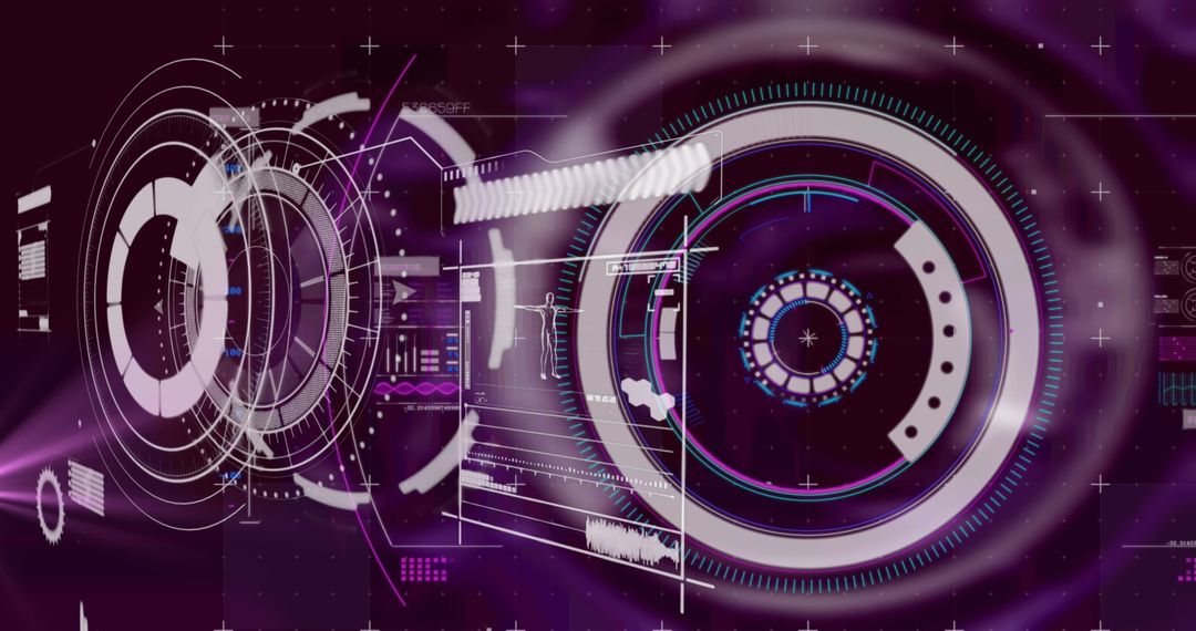 Futuristic Digital Interface with Network Data Visualization