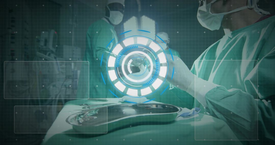 Surgeon Adjusting Holographic Interface in Operating Room