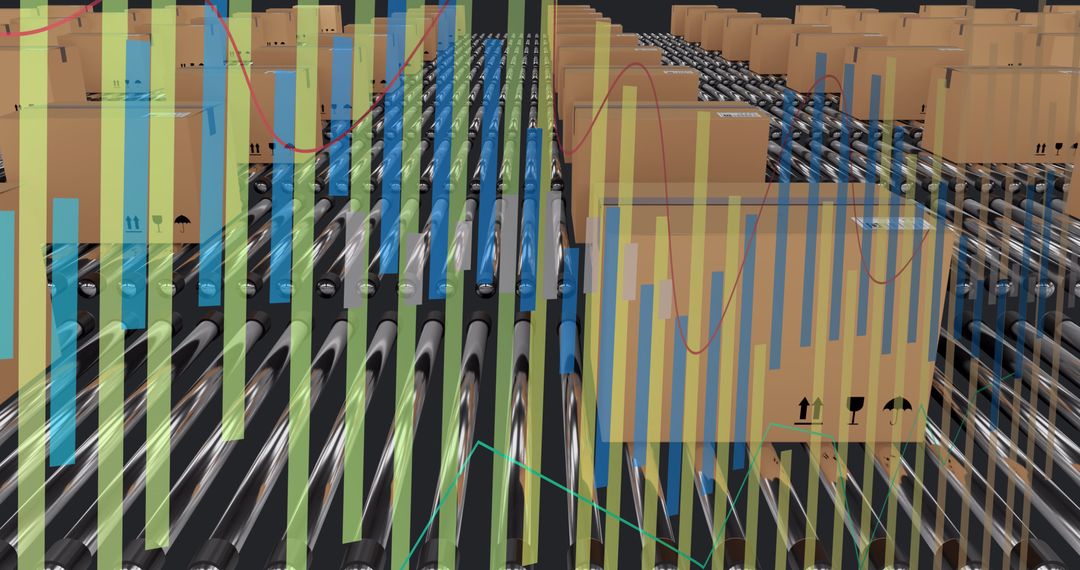 Global Shipping Data Visualization with Cardboard Boxes on Conveyor Belts - Free Images, Stock Photos and Pictures on Pikwizard.com