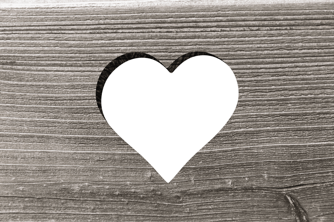 Wooden Texture with Heart Shaped Transparent Cutout