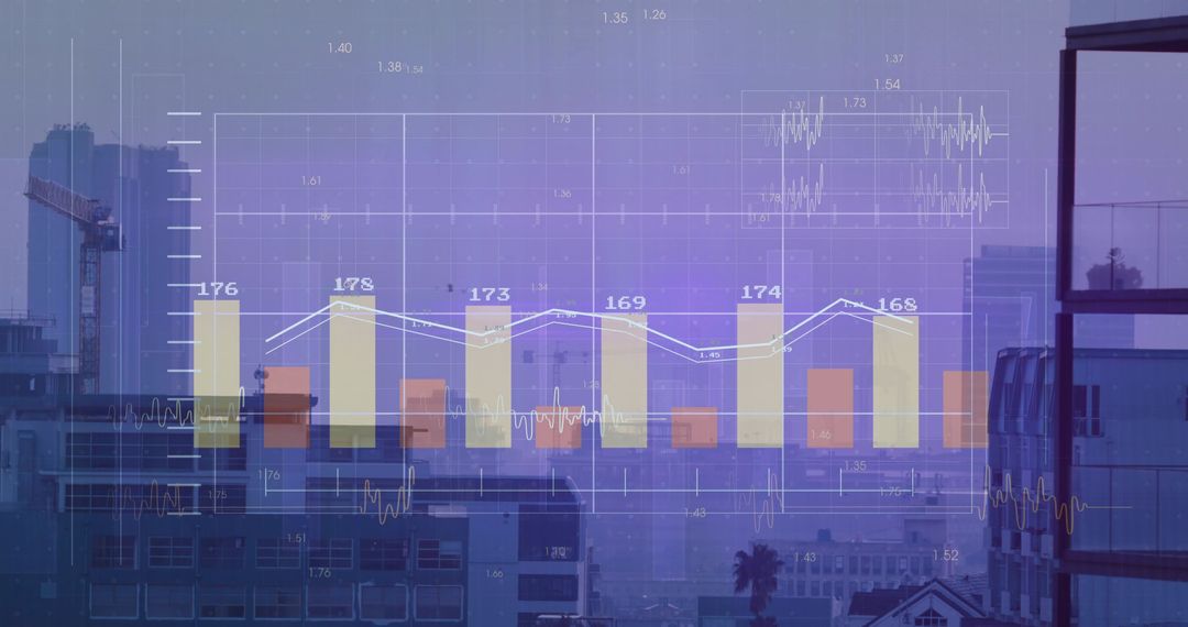 Digital Analytics Chart Over Urban Cityscape