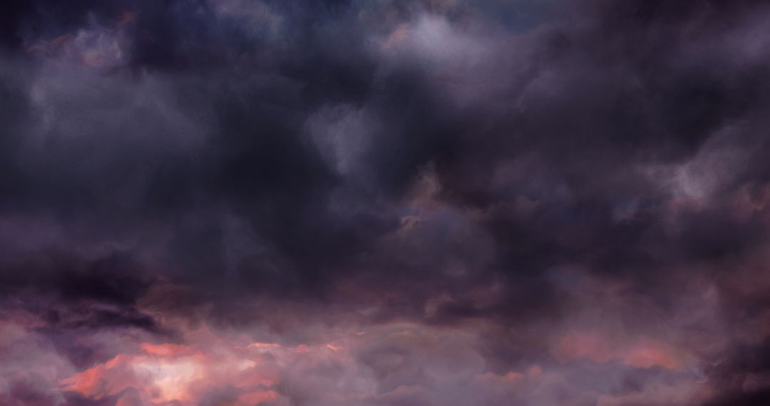 Dramatic Stormy Sky with Moody Pink and Gray Clouds