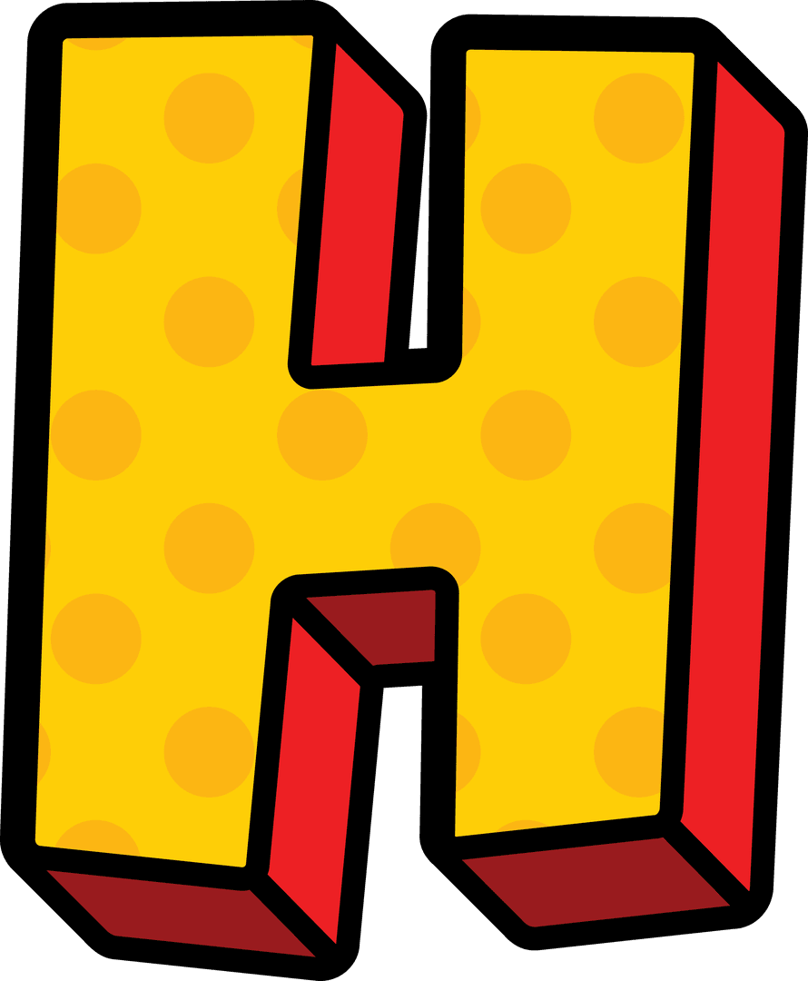 Bold Letter H with Comic Book Style on Transparent Background