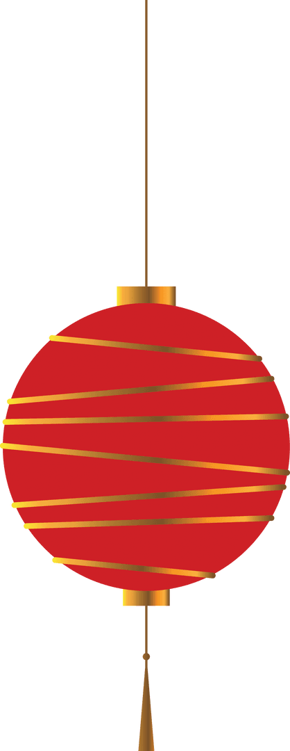Traditional Red Chinese Lantern with Gold Accents on Transparent Background