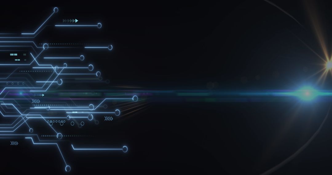 abstract microprocessor lines with dynamic lens flare