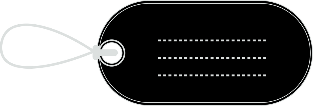 Black Luggage Tag Illustration with Transparent Background