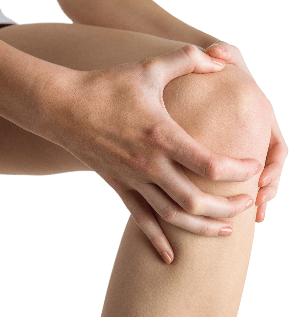 Transparent Image of Woman Holding Sore Knee