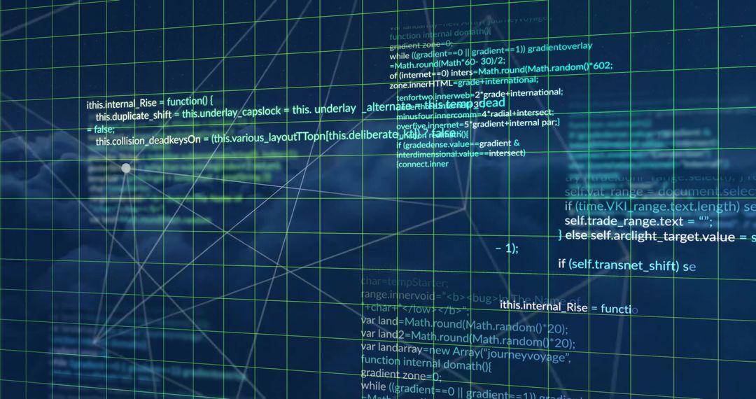 Abstract Grid with Computer Code on Virtual Network Background - Free Images, Stock Photos and Pictures on Pikwizard.com