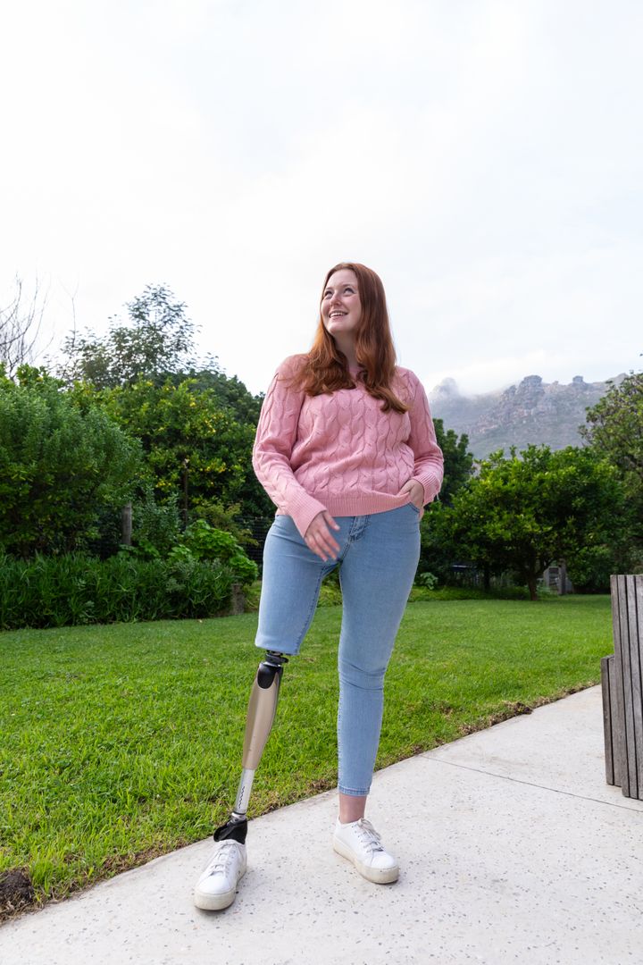 Woman with Prosthetic Limb Enjoying Outdoor Park Environment