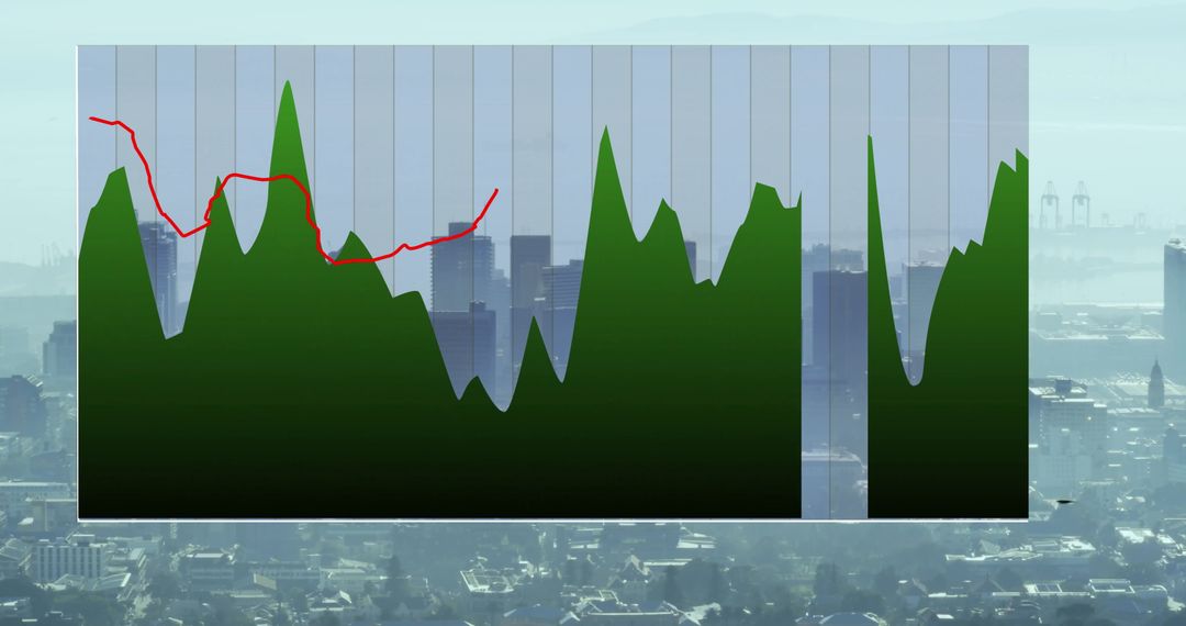 Dynamic Area Chart Over Metropolitan Skyline for Data Insights