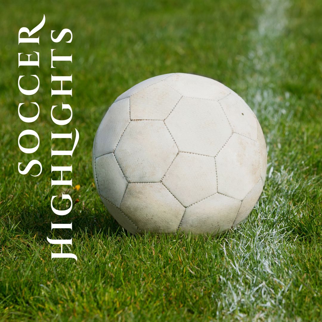 Classic Soccer Ball on Grass Pitch with Highlights Text Overlay - Download Free Stock Templates Pikwizard.com