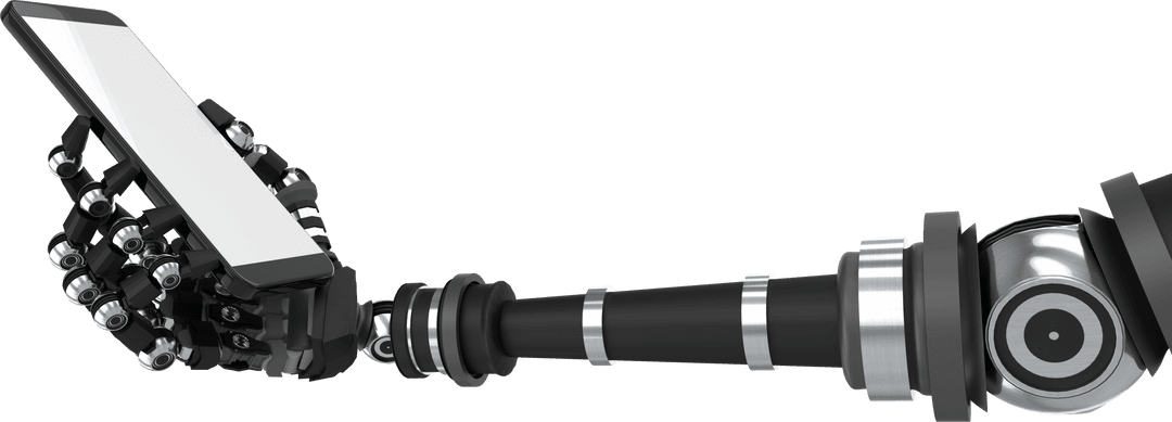 Transparent Robotic Arm with Smartphone Vector on Transparent Background