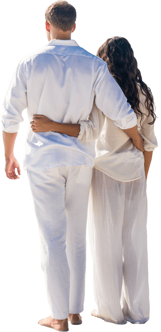 Caucasian Couple in Embrace on Transparent Background Celebration