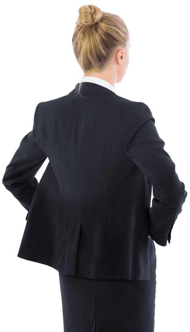 Transparent Businesswoman Posing Back View With Confidence
