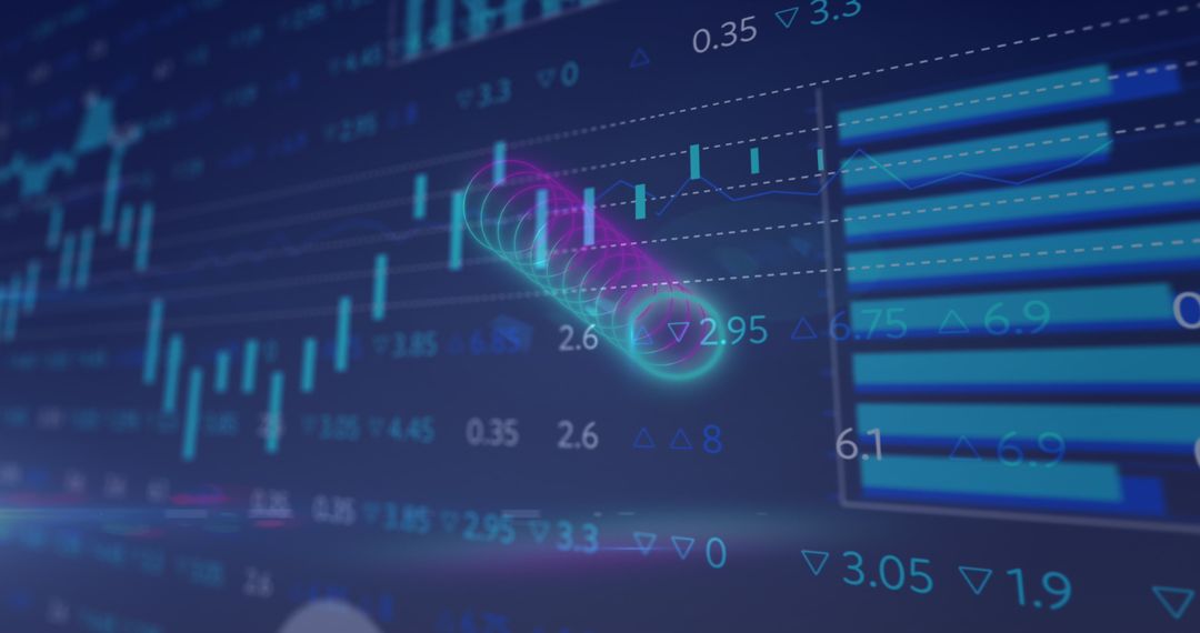 Dynamic Financial Charts on Digital Screen Illustrating Market Trends