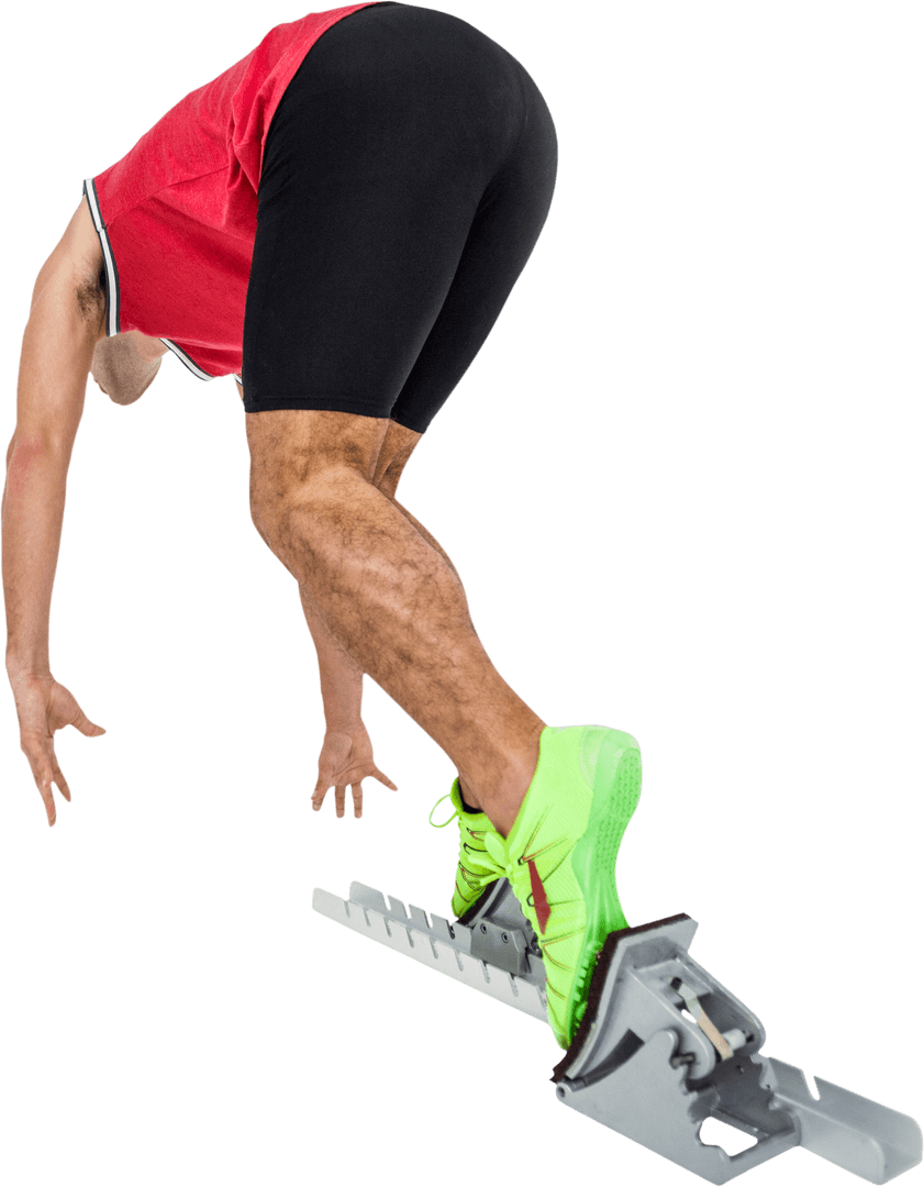 Transparent Image of Male Athlete Launching from Blocks