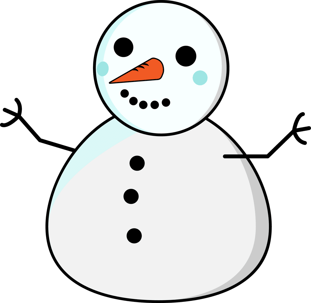 Whimsical Cartoon Snowman Illustration with Transparent Background