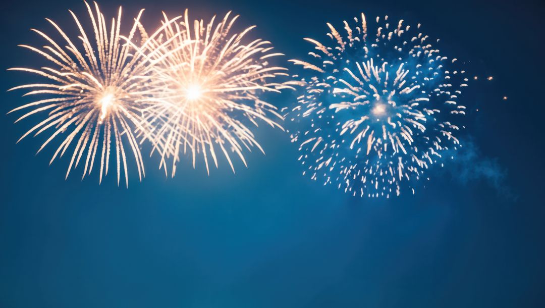 Vibrant Firework Bursts Against Night Sky