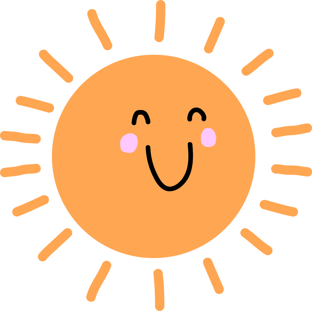 Cheerful Cartoon Sun with Smiling Face on Transparent Background