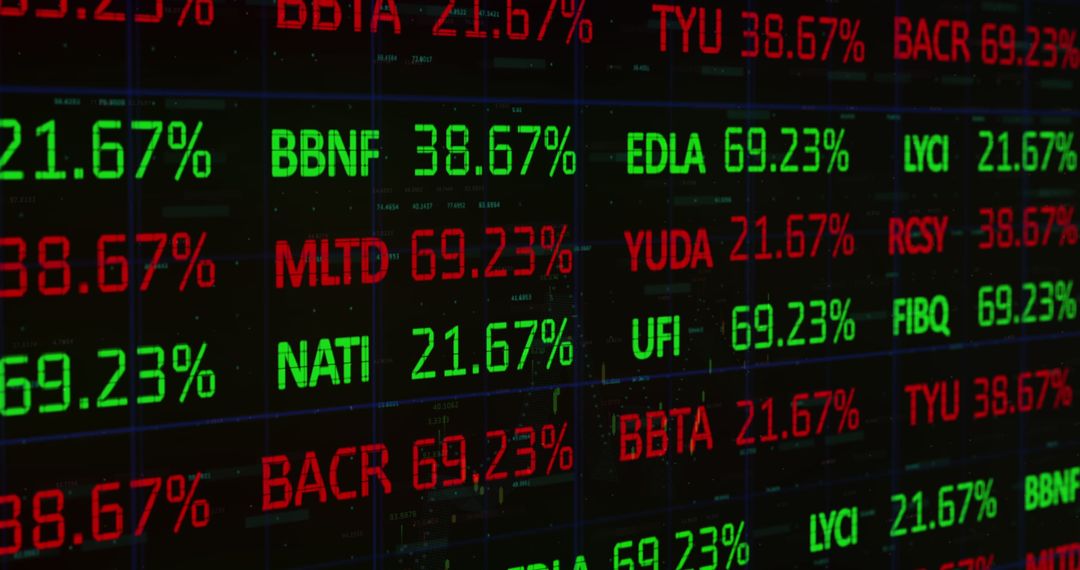 Colorful Financial Stock Market Data Display