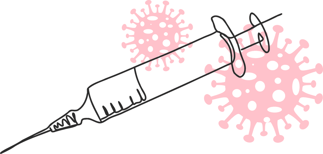 Syringe and Virus Vector Illustration on Transparent Background