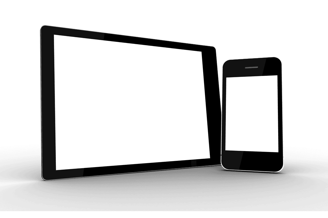 Digital Devices with Blank Screens on Transparent Background