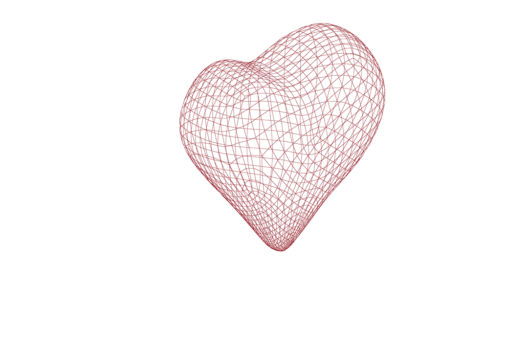 Red Transparent 3D Heart Shape Isolated on Black