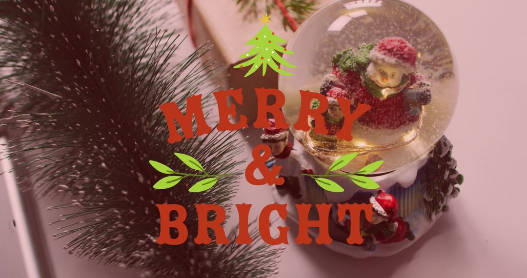 Festive Christmas Greeting with Snow Globe Decoration