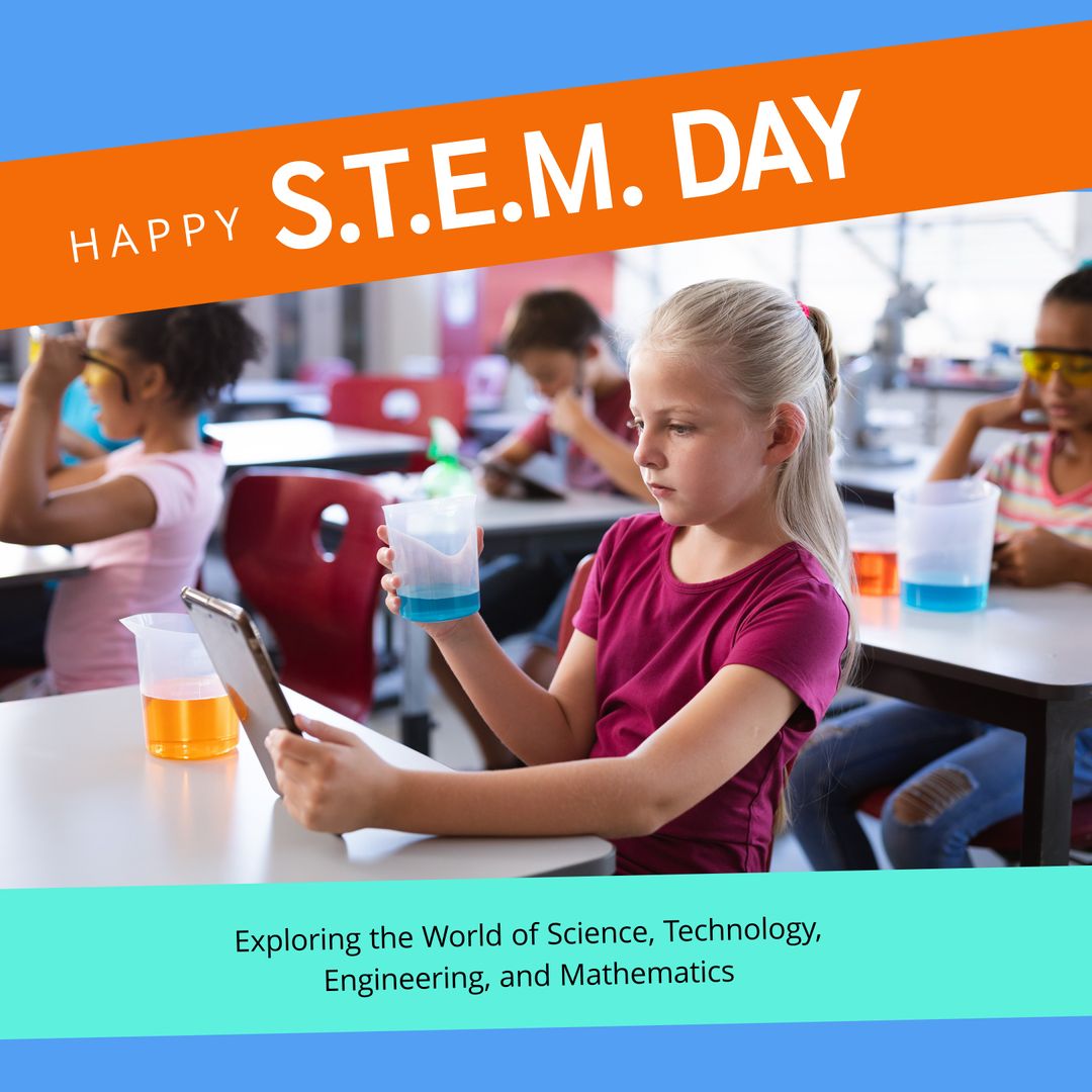 Celebrate STEM Day in Classroom with Young Students Engaging in Science