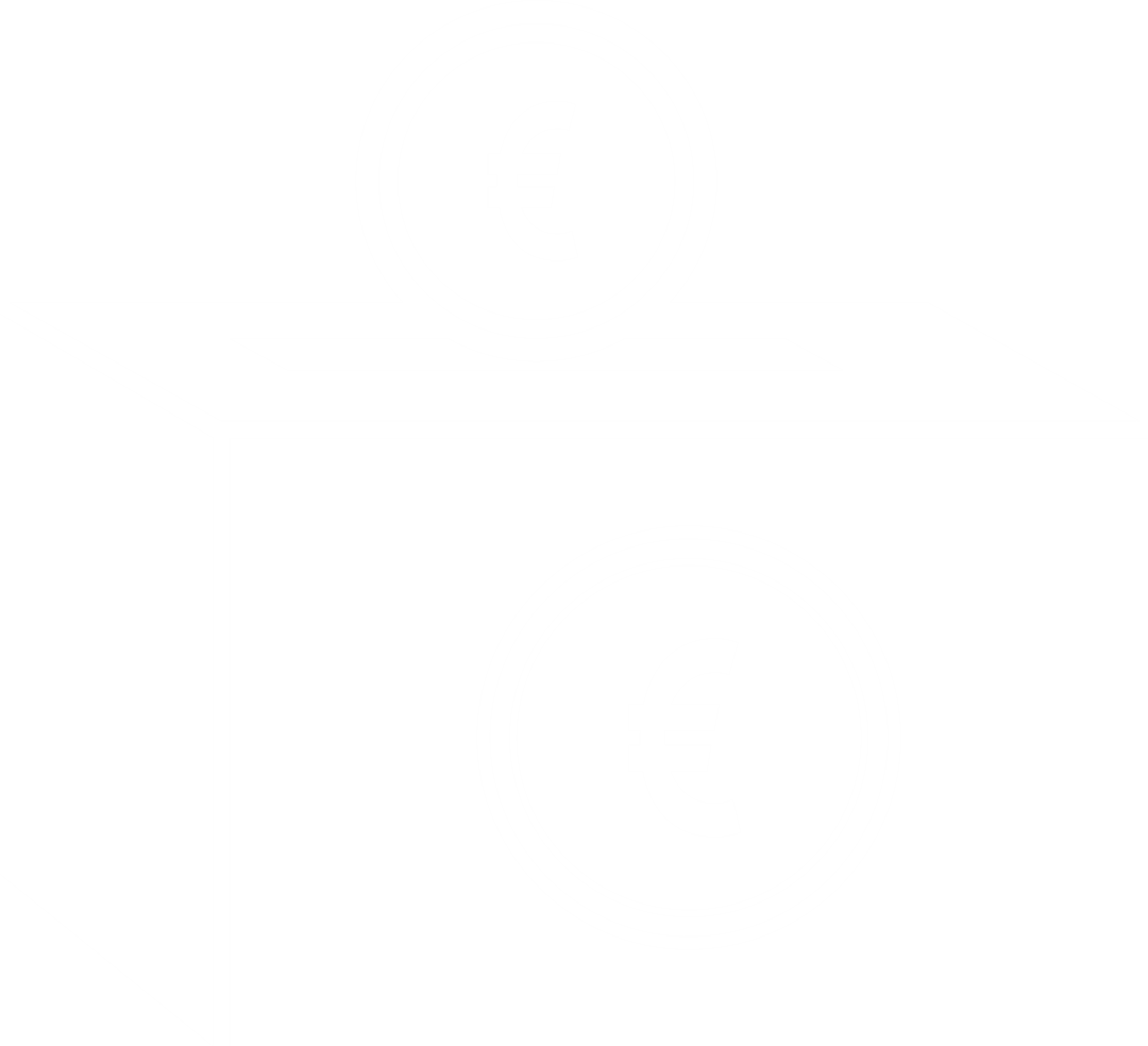 White Transparent Money Box with Euro Coin Symbol for Financial Savings