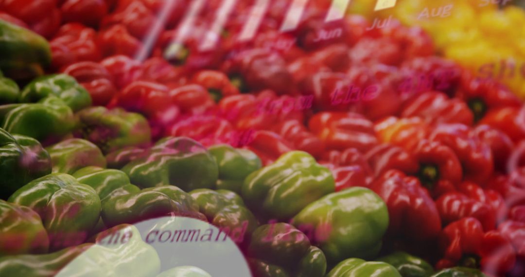 Overlay of Data Analysis Interface on Fresh Vegetables Display