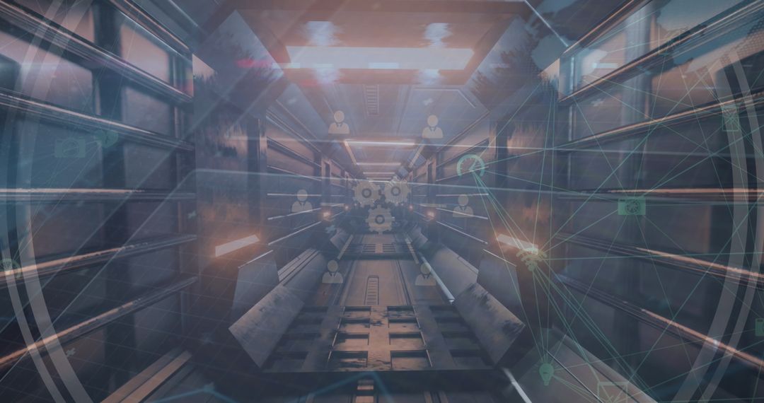 Futuristic Digital Network in Neon Tunnel