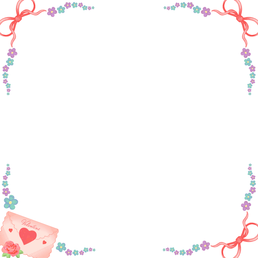 Valentine Pastel Floral Border With Transparent Background and Copy Space
