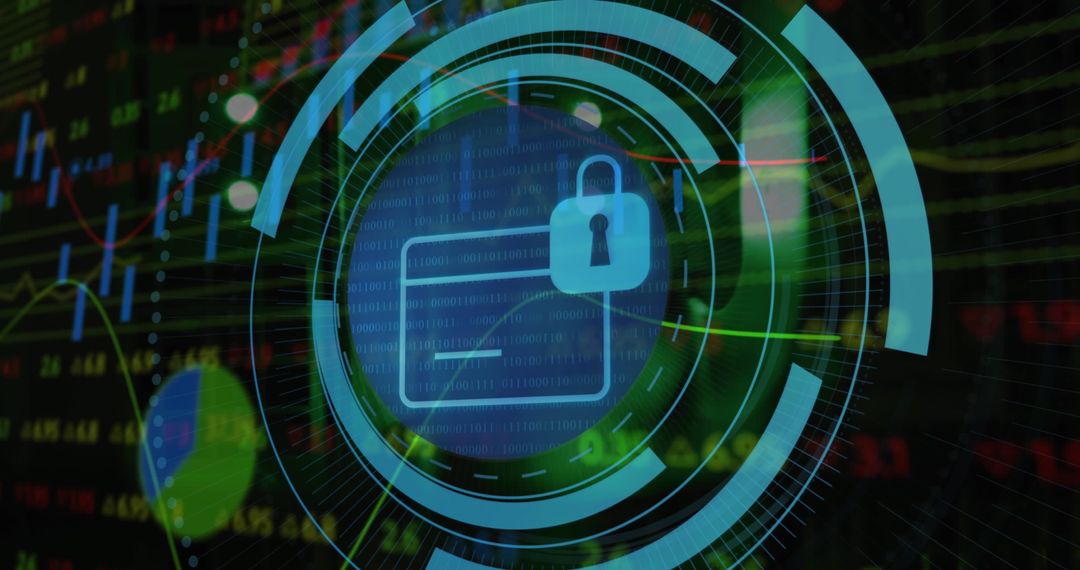 Digital Padlock Symbolizing Card Data Security in Network