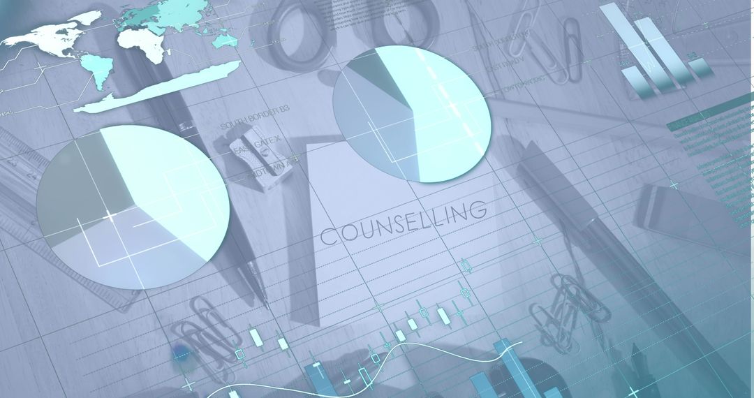 Digital Infographics and Counselling Concept Overlaid on Notepad